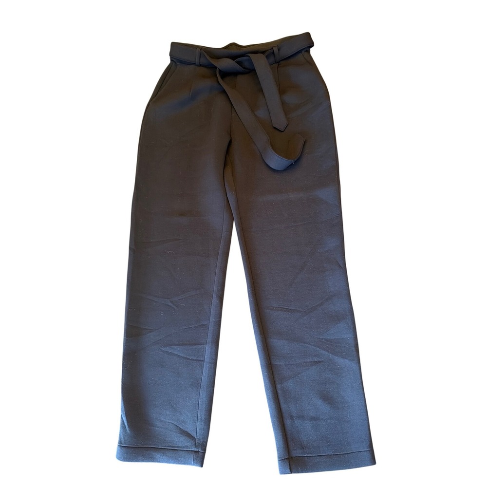 LEZE THE‎ LABEL Black High Waist Belted Trouser Pants Women's Size L